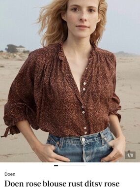 Stunning Doen rose blouse rust ditsy rose medium